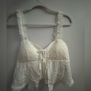 White Eyelet Lace Babydoll Camisole Top Cottagecore